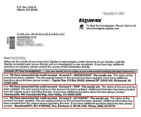 Late payments removed from Equifax